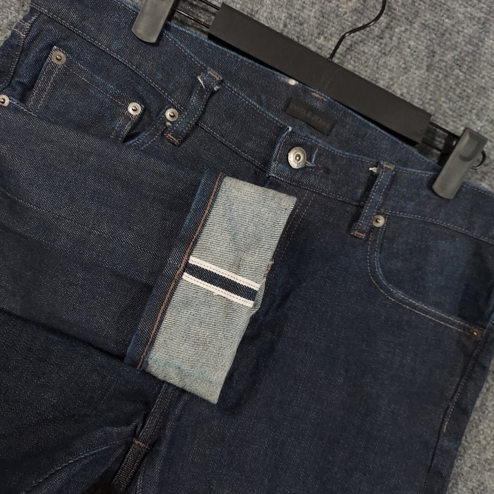 Uniqlo Selvedge Slim Fit Jeans Mens Fits 33x33 Dark Indigo Stretch Denim 463908 - Picture 1 of 9